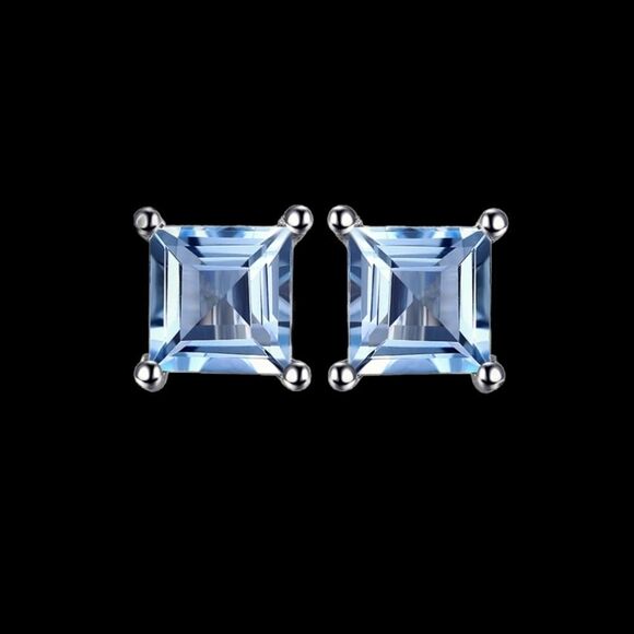 0.7 Carat Natural Topaz Sterling Silver Stud Earrings - Picture 1 of 7